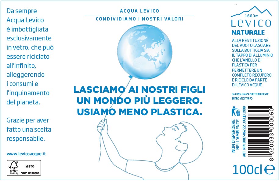 Etichetta-Manifesto-Naturale Levico wasser engagierten Etiketten Still